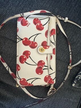 Coach Cherry Print Crossbody Wallet Purse